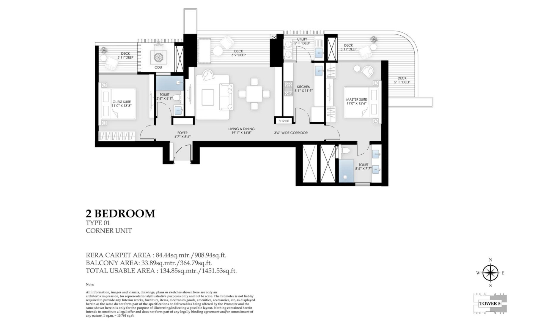 2BHK + Utility Room