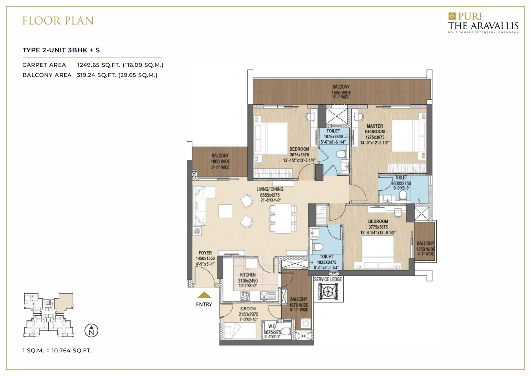 3BHK + S. Room