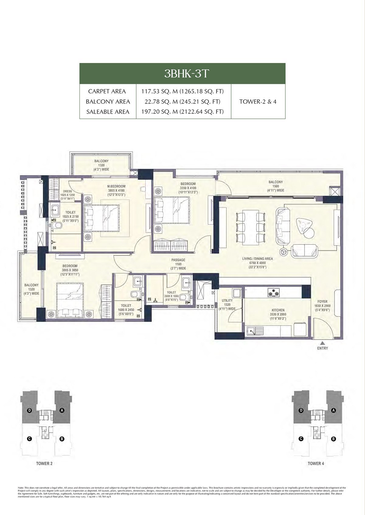 3BHK + SER