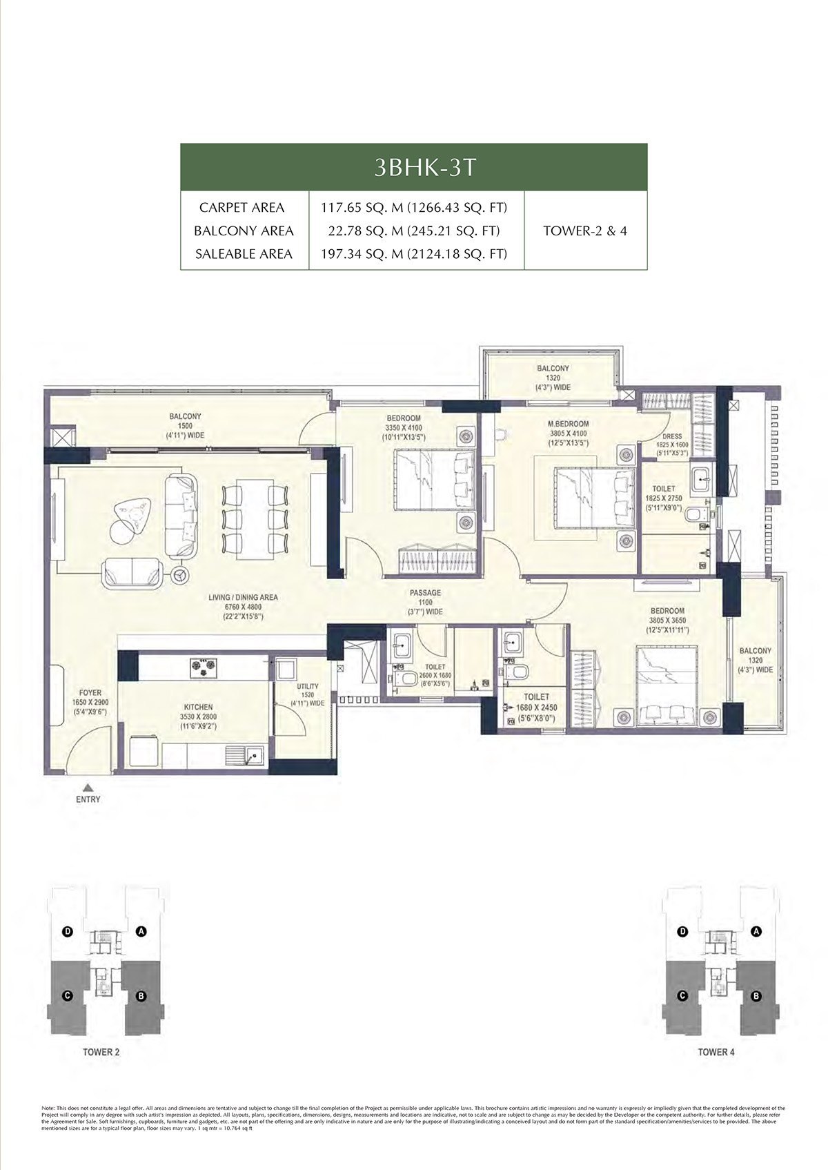 3BHK + SER